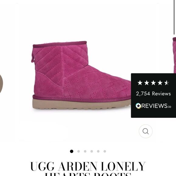 UGG Arden Lonely Hearts Quilted Suede Boots – Pink Cozy Winter Boot, Size 8 EUC - Picture 2 of 6